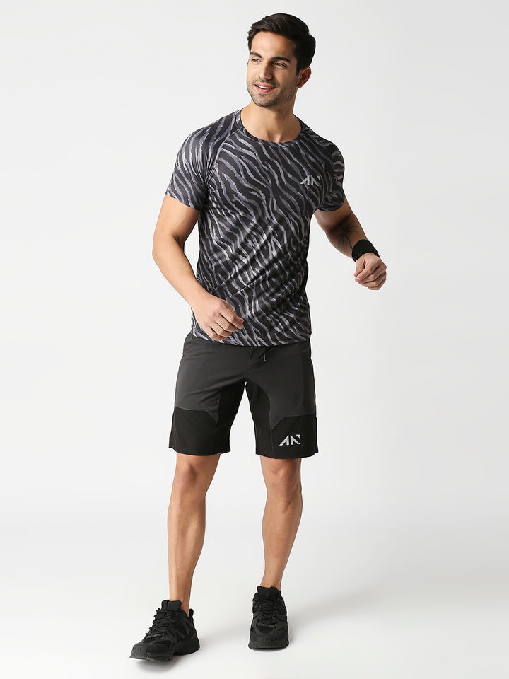 Animal Black printed gym fitness t shirt