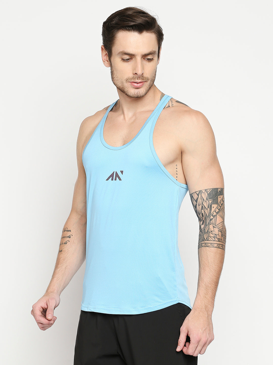 Skyblue Gym Stringer Workout Vest For Men